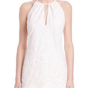 Carmen Marc Valvo Ivory Sequin Halter Top